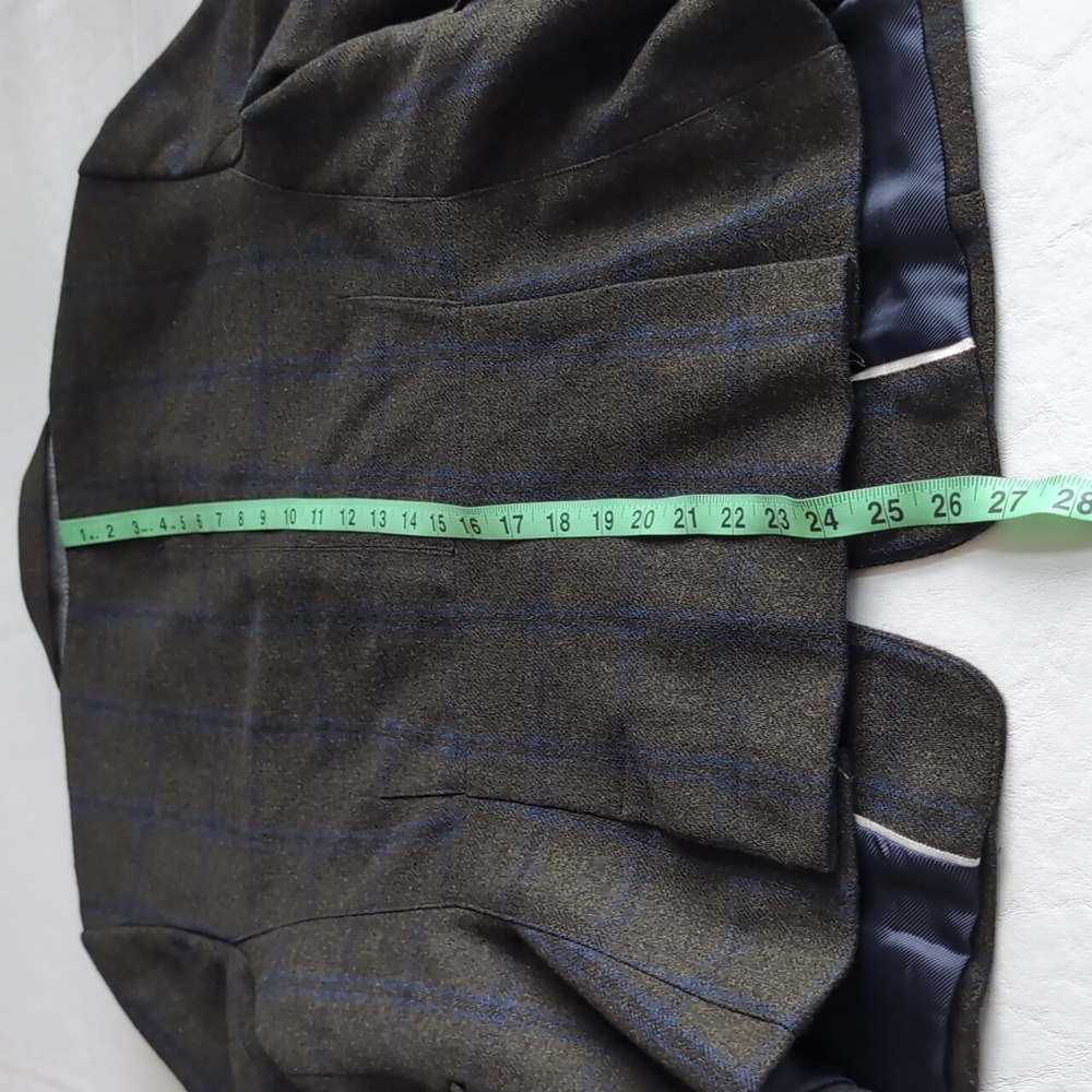 Banana Republic Blue & Green Plaid Wool Blend Flare Sleeve Blazer Sz 16 - Picture 8 of 11